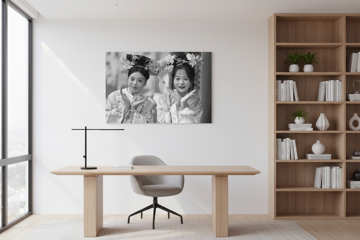 Imperial Garden Girls - wizualizacja w biurze (wersja czarno-biała)